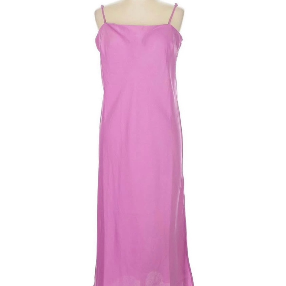 A New Day Pink Satin Midi Dress